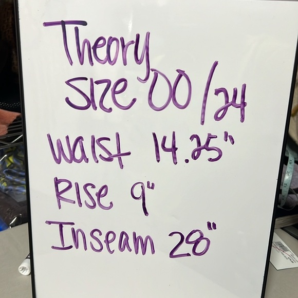 Theory Straight Trouser in Navy Windowpane Print Stretch Trouser Size 00/24 - Picture 6 of 10